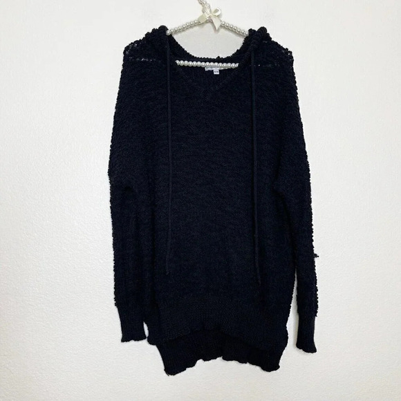 Young Fabulous & Broke Size S M Pullover Textured Popcorn Black Hoodie Sweater - Picture 3 of 13